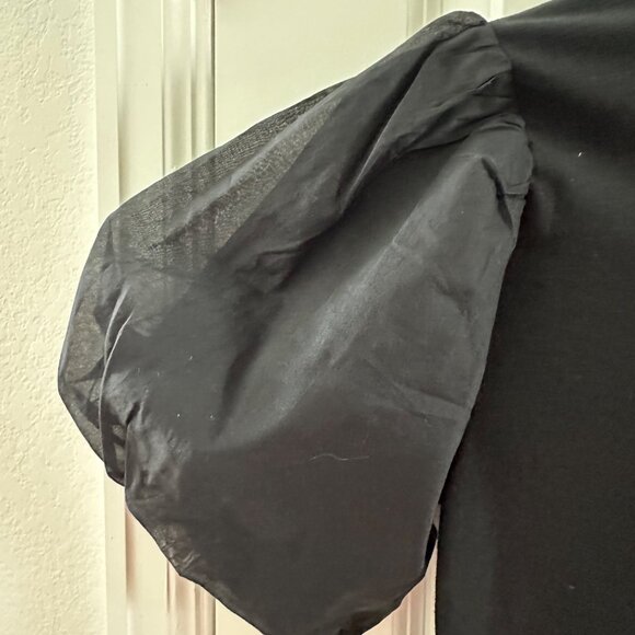 Gap Black Puff Sleeve Dress M Cotton Blend - Picture 6 of 6